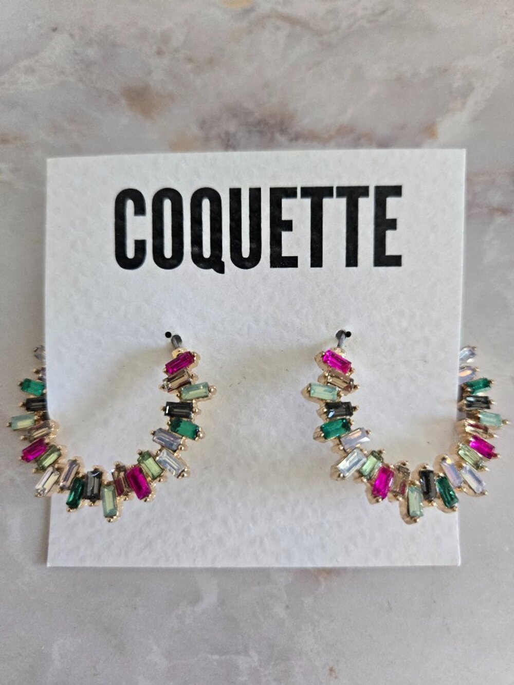 Rhinestone Boutique hoop gold fashion earrings